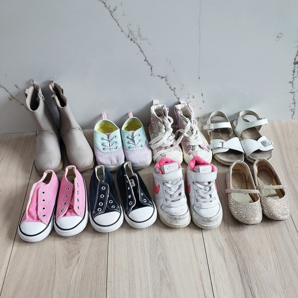 Girls Shoe Bundle Size 7 Nike Converse Boots Sandals Glitter Flats